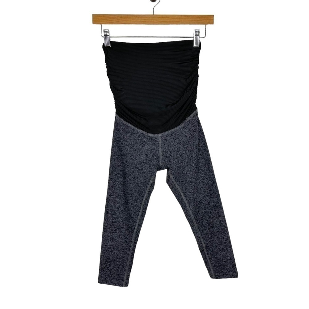 Beyond Yoga Beyond The Bump Crop Maternity Leggings Sz XS Charcoal Gray